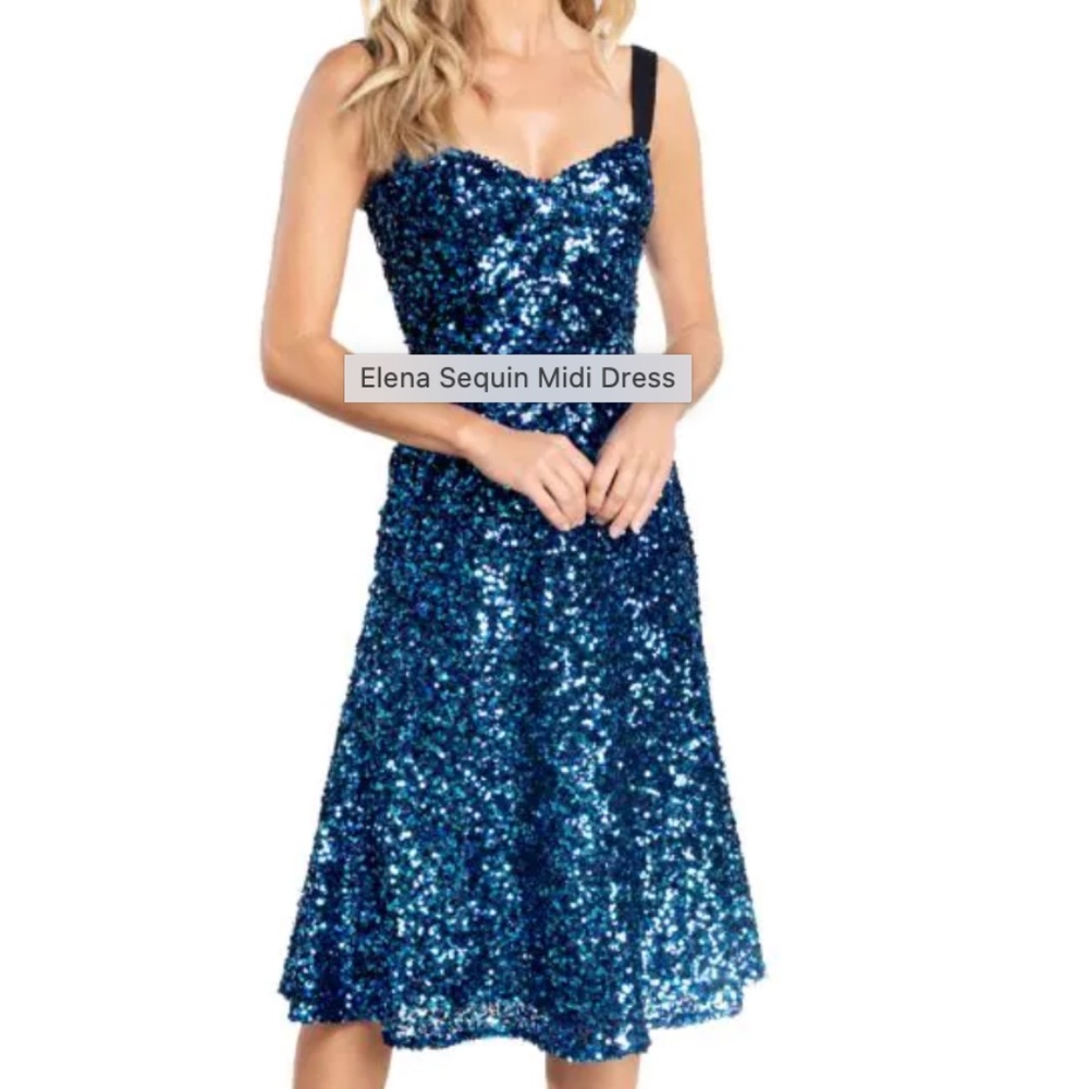 DRESS THE POPULATION Elena Sequin Midi Dress Like New